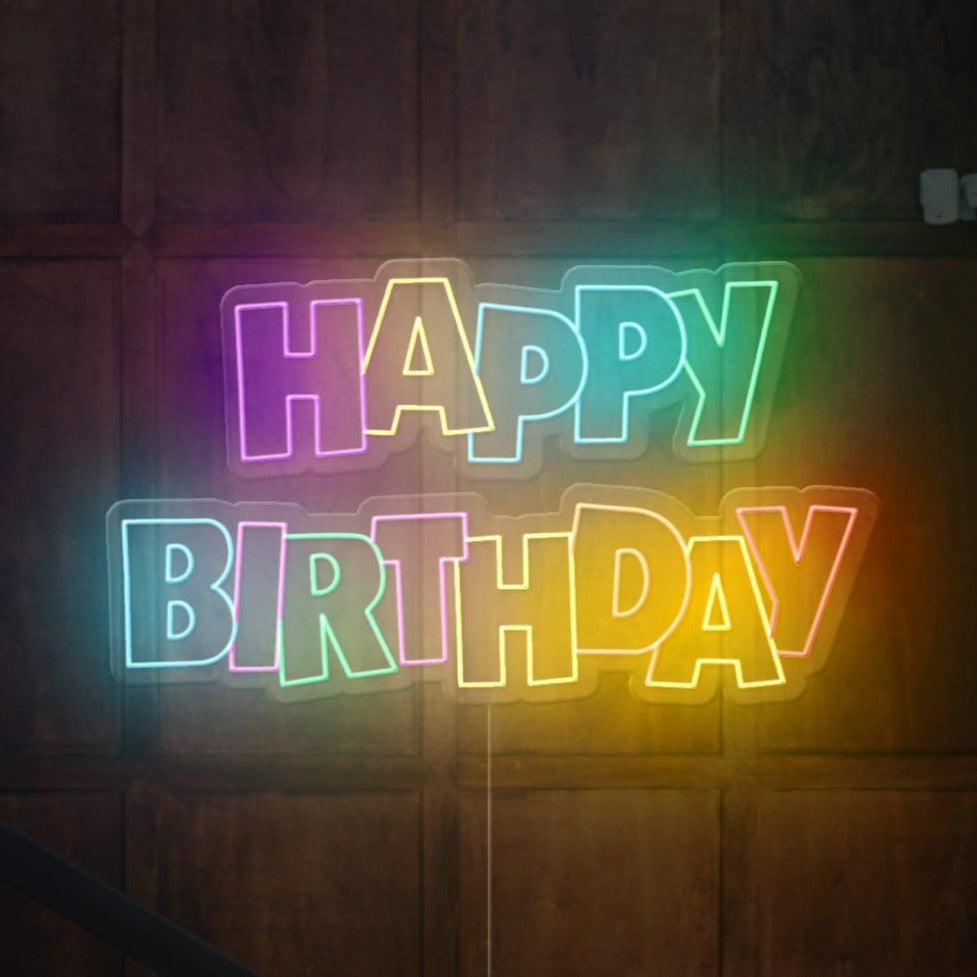 Colourful Happy Birthday Neon Sign