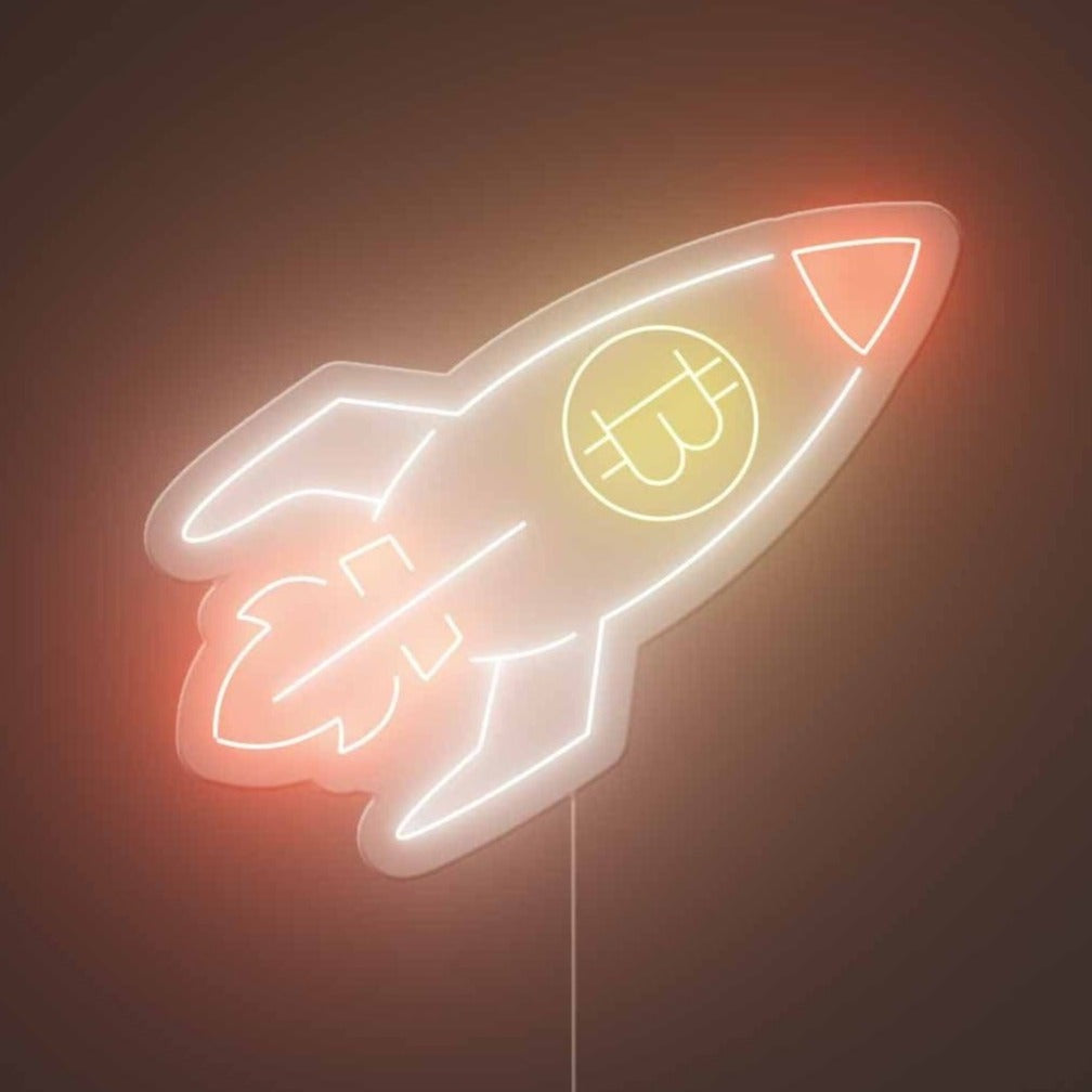 Bitcoin Rocket Neon Sign