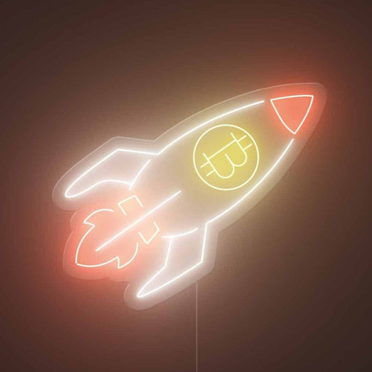 Bitcoin Rocket Neon Sign