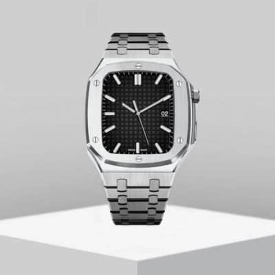 Auriglo Style Luxury Stainless Steel Case with Metal Belt (44-MM)-Silver