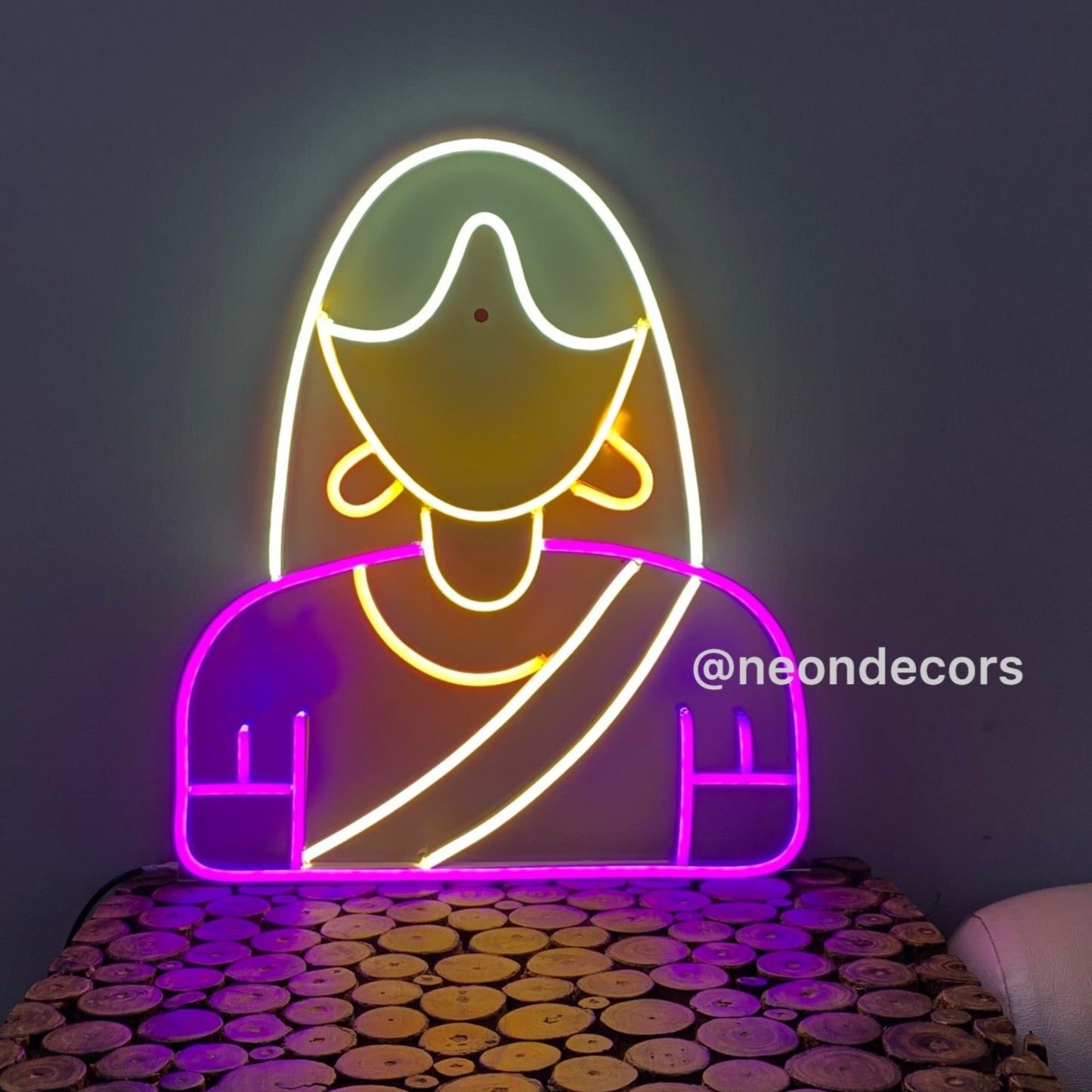 Indian woman neon sign